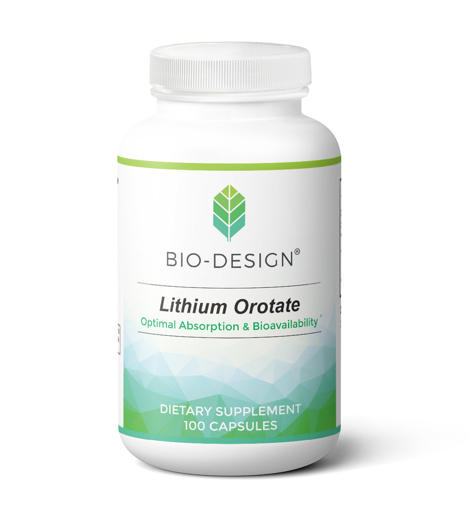100 Capsule Bottle of Bio-Design Supplements Lithium Orotate Optimal Absorption & Bioavailability