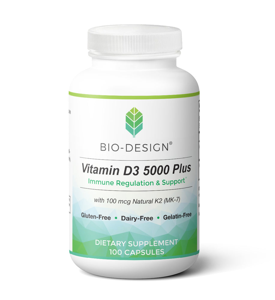 100 Capsule Bottle of Bio-Design Vitamin D3 5000 Plus Immune Regulation & Support