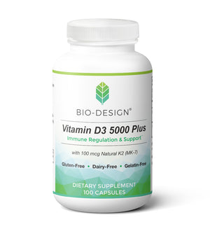 
                  
                    Load image into Gallery viewer, 100 Capsule Bottle of Bio-Design Vitamin D3 5000 Plus Immune Regulation &amp;amp; Support
                  
                